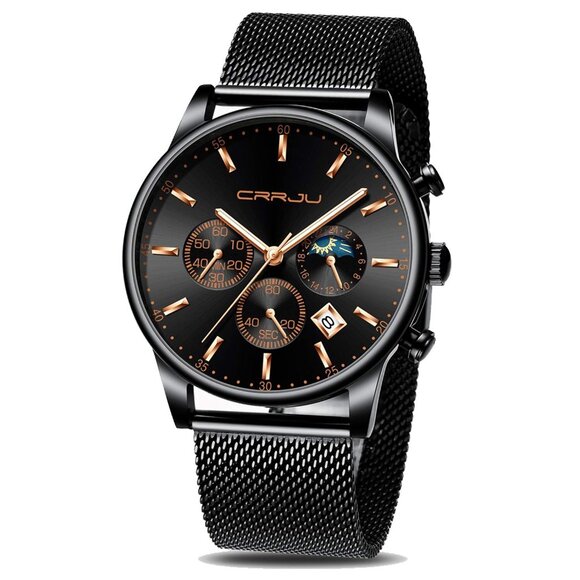 Men's Stainless Steel Chronograph Watch with Hardlex Crystal & Mesh Strap